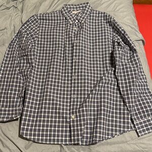 Everlane Men's Plaid Shirt - Navy and White